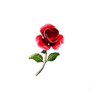 Red Rose Gold Tone Vintage Brooch